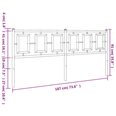 Metallinen sängynpääty musta 180 cm