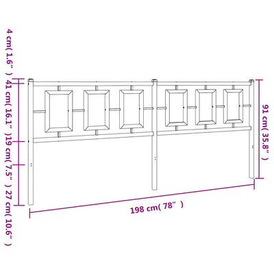 Metallinen sängynpääty musta 193 cm