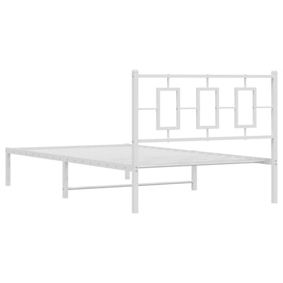 Metallinen sängynrunko päädyllä valkoinen 107x203 cm