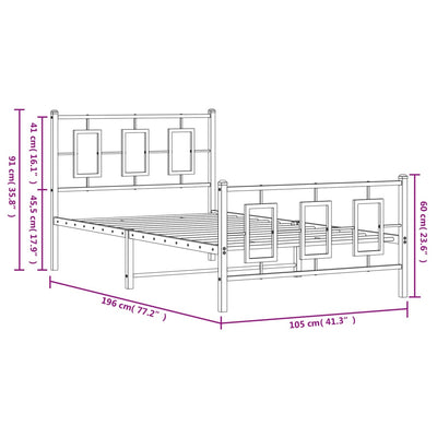 Valkoinen metallinen sängynrunko päädyillä Albatros 100x190cm