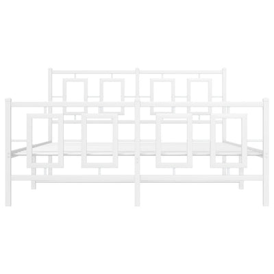 Valkoinen metallinen sängynrunko päädyillä Albatros 140x190cm