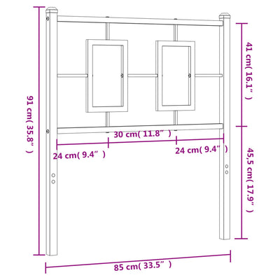 Valkoinen metallinen sängynpääty Romelia 80cm