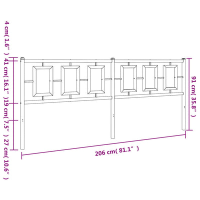 Metallinen sängynpääty valkoinen 200 cm