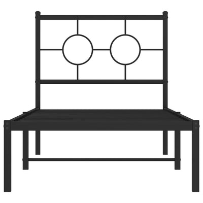 Musta metallinen sängynrunko päädyllä Lulah 75x190cm