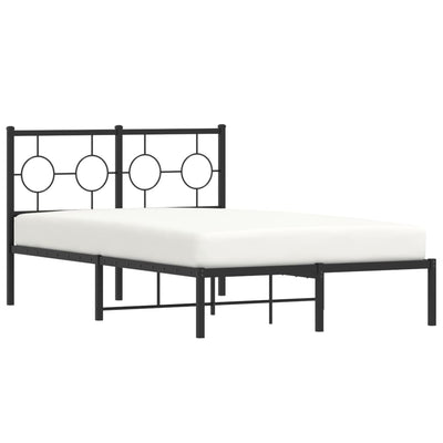Musta metallinen sängynrunko päädyllä Lulah 120x200cm