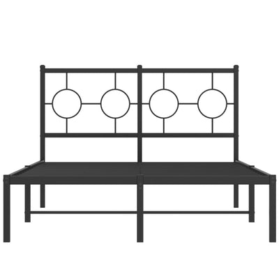 Musta metallinen sängynrunko päädyllä Lulah 120x200cm