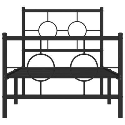 Musta metallinen sängynrunko päädyillä Lulah 75x190cm