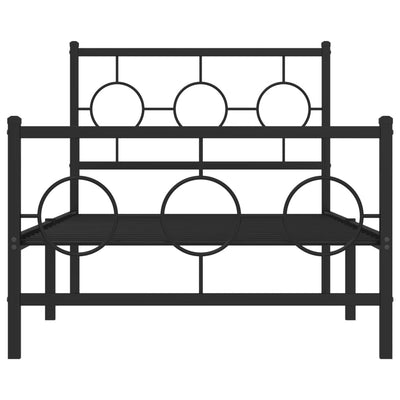 Metallinen sängynrunko päädyillä musta 90x200 cm