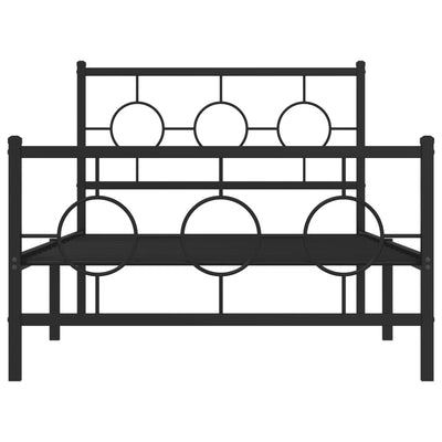 Musta metallinen sängynrunko päädyillä Lulah 100x190cm