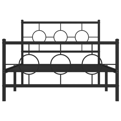 Musta metallinen sängynrunko päädyillä Lulah 107x203cm