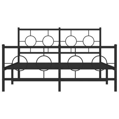 Musta metallinen sängynrunko päädyillä Lulah 135x190cm