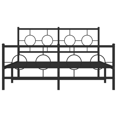 Musta metallinen sängynrunko päädyillä Lulah 140x190cm