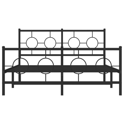 Musta metallinen sängynrunko päädyillä Lulah 140x200cm