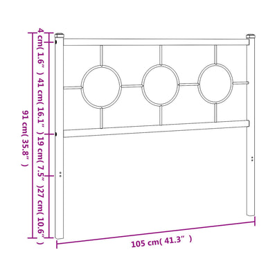 Metallinen sängynpääty musta 100 cm