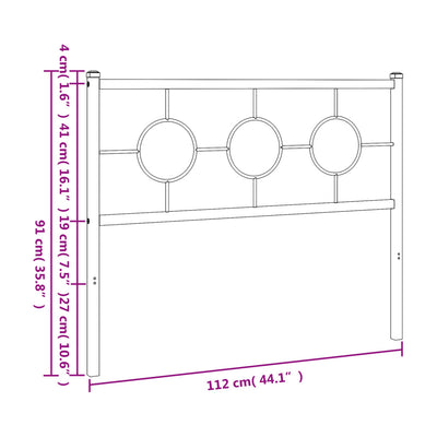 Metallinen sängynpääty musta 107 cm