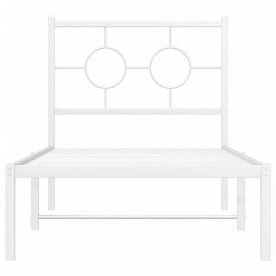 Valkoinen metallinen sängynrunko päädyllä Lulah 75x190cm