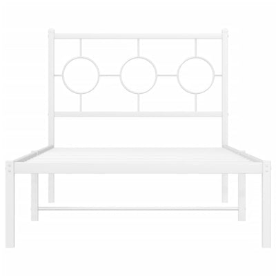 Valkoinen metallinen sängynrunko päädyllä Lulah 90x190cm