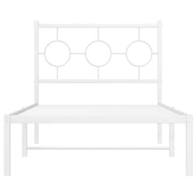 Valkoinen metallinen sängynrunko päädyllä Lulah 90x200cm