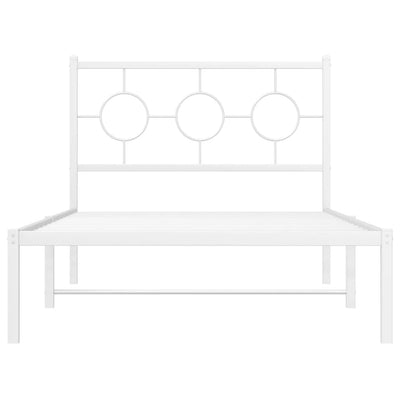 Valkoinen metallinen sängynrunko päädyllä Lulah 100x190cm