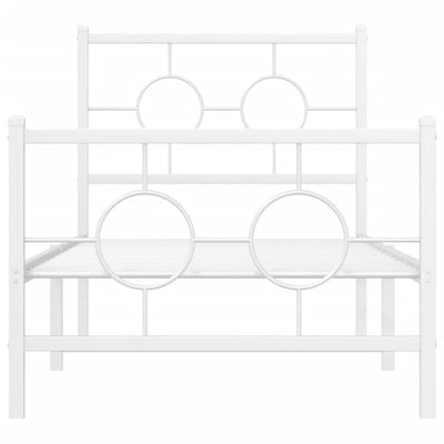 Valkoinen metallinen sängynrunko päädyillä Lulah 75x190cm