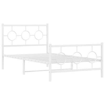 Valkoinen metallinen sängynrunko päädyillä Lulah 100x200cm