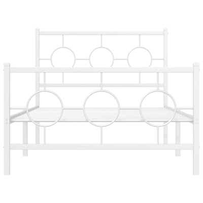 Valkoinen metallinen sängynrunko päädyillä Lulah 100x200cm