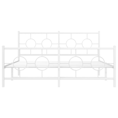 Valkoinen metallinen sängynrunko päädyillä Lulah 160x200cm
