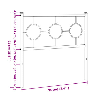 Metallinen sängynpääty valkoinen 90 cm