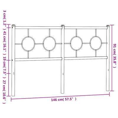 Metallinen sängynpääty valkoinen 140 cm