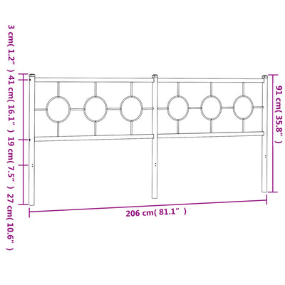 Metallinen sängynpääty valkoinen 200 cm