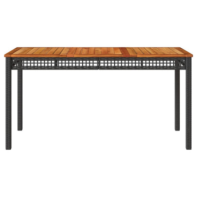 Puutarhapöytä musta 140x80x75 cm polyrottinki ja akasiapuu
