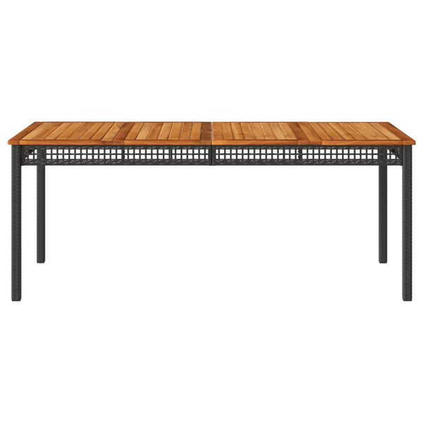Puutarhapöytä musta 180x90x75 cm polyrottinki ja akasiapuu
