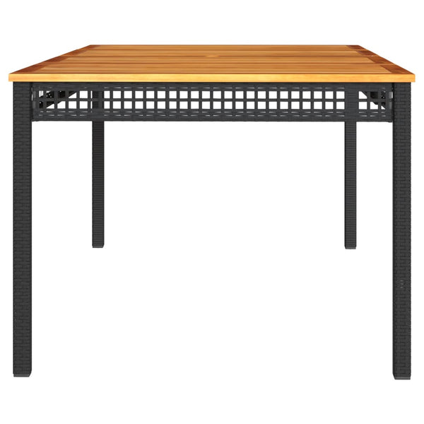 Puutarhapöytä musta 180x90x75 cm polyrottinki ja akasiapuu