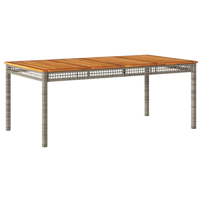 Puutarhapöytä harmaa 180x90x75 cm polyrottinki ja akasiapuu