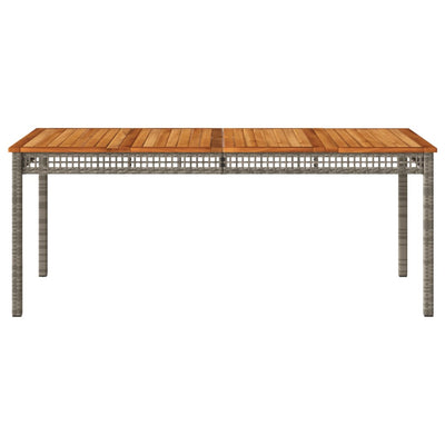 Puutarhapöytä harmaa 180x90x75 cm polyrottinki ja akasiapuu
