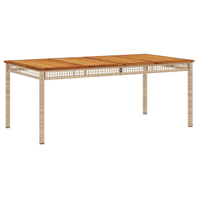 Puutarhapöytä beige 180x90x75 cm polyrottinki ja akasiapuu