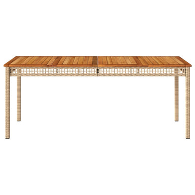 Puutarhapöytä beige 180x90x75 cm polyrottinki ja akasiapuu