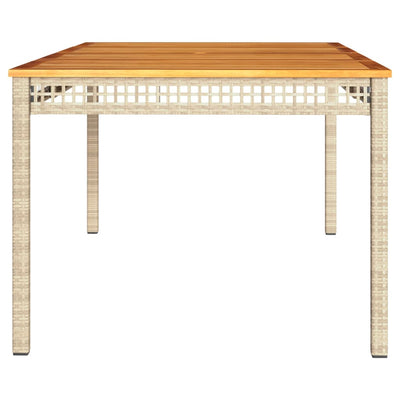 Puutarhapöytä beige 180x90x75 cm polyrottinki ja akasiapuu