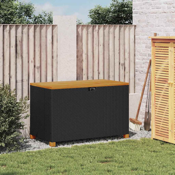 Musta puutarhan säilytyslaatikko Osinela 110x55x63cm (polyrottinki)