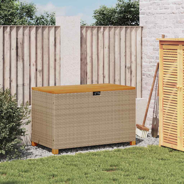 Beige puutarhan säilytyslaatikko Osinela 110x55x63cm (polyrottinki)