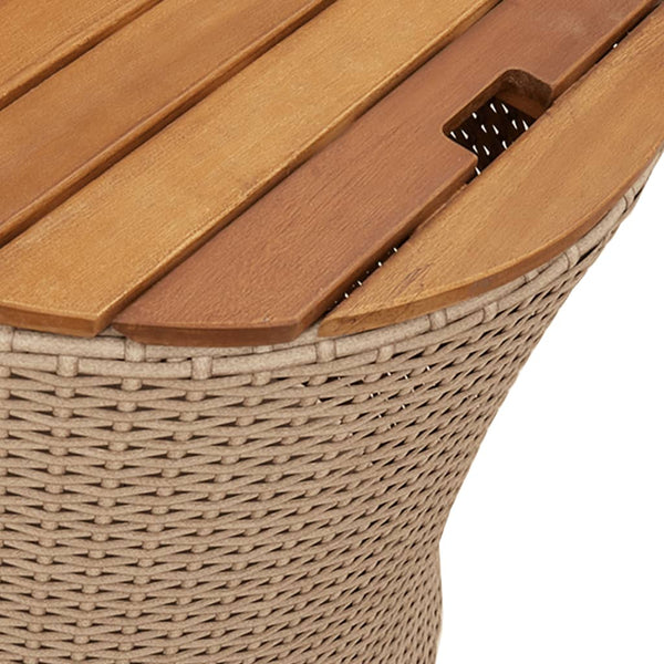 Hilte beige sivupöydät (2 kpl polyrottinkinen pöytälevy puuta)