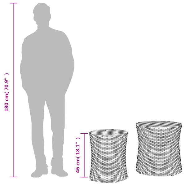 Hilte beige sivupöydät (2 kpl polyrottinkinen pöytälevy puuta)