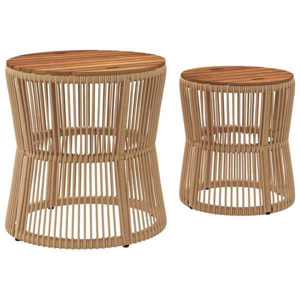 Beige Hilte sivupöydät (2 kpl puinen pöytälevy polyrottinki)