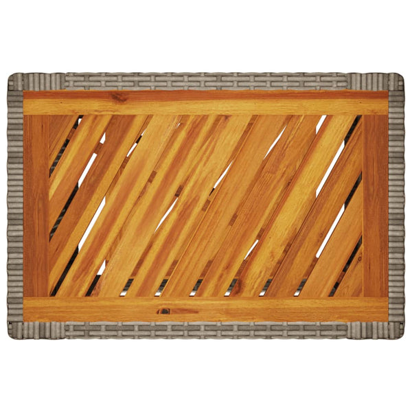 Puutarhan sivupöytä puulevyllä harmaa 60x40x75 cm polyrottinki