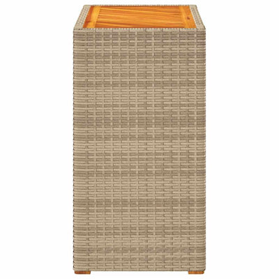 Beige puutarhan sivupöytä Serafetin 60x40x75cm (puulevyllä polyrottinki)