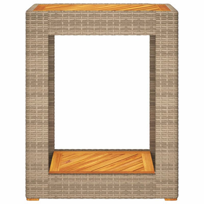 Puutarhan sivupöytä puulevyllä beige 60x40x75 cm polyrottinki