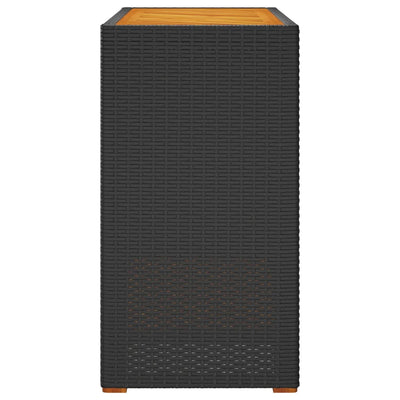 Puutarhan sivupöytä puulevyllä musta 100x40x75 cm polyrottinki