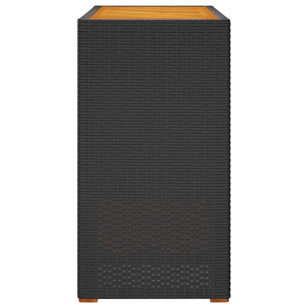 Musta puutarhan sivupöytä Serafetin 100x40x75cm (puulevyllä polyrottinki)