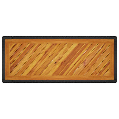 Puutarhan sivupöytä puulevyllä musta 100x40x75 cm polyrottinki