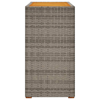 Harmaa puutarhan sivupöytä Serafetin 100x40x75cm (puulevyllä polyrottinki)